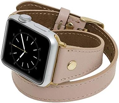 Venito Savona Double Wrap Leat Whit Watch Band W / Gold Stud kompatibilan s Apple Watch Iwatch Series 1, 2, 3, 4, 5, 6, 7,