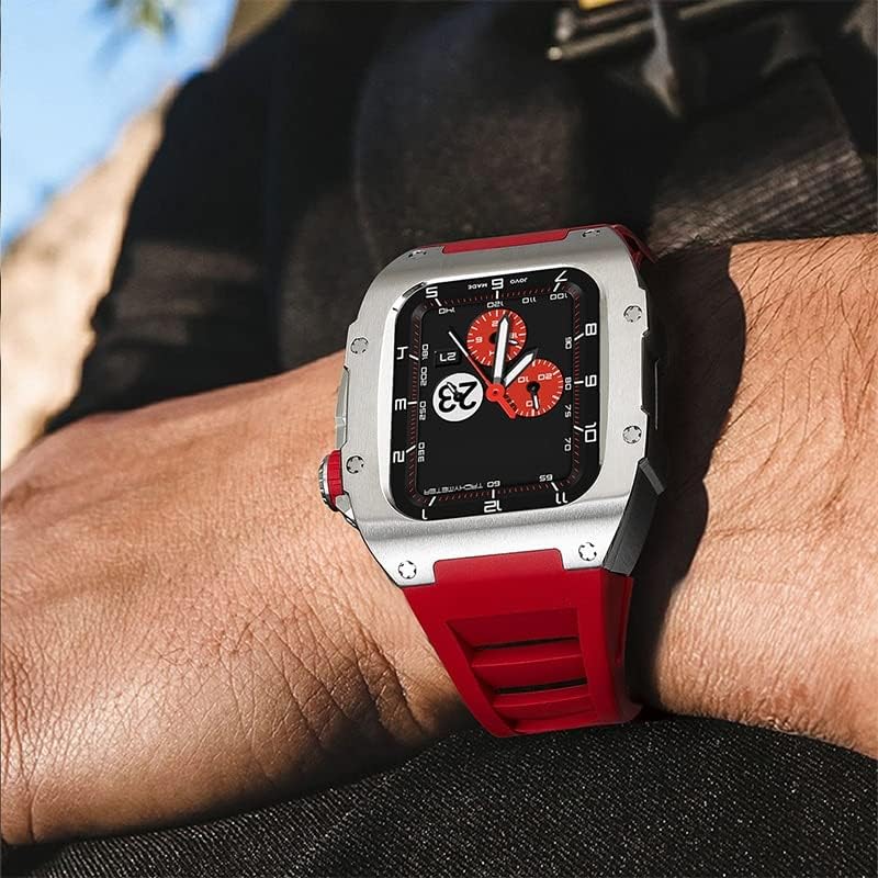 Ekins 44 45 mm komplet luksuznih modifikacija Set za Apple Watch Series 8 7 silikonski pojas metal metalni futrola za IWatch