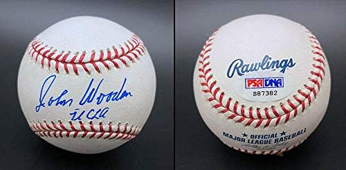 John Wooden potpisao je ROMLB bejzbol UCLA Bruins trener PSA/DNA Autographed - Autografirani bejzbol s fakultetima