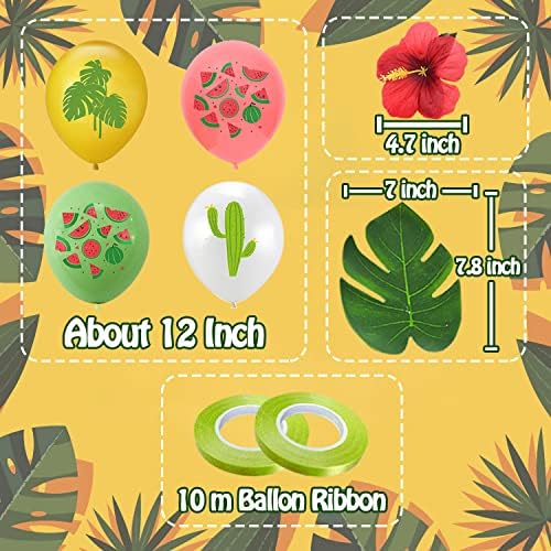 Partywind Havaijski ukrasi za zabavu, havajski Luau Tropical Romand Party Opskrba s plastičnim palminim lišćem i cvijećem