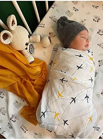 Ipek Kehribar Baby Swaddle pokrivač, ultra mekana višenamjenska deke od pamučnog muslina, unisex, 43 x 43 inčni 1 paket/avion