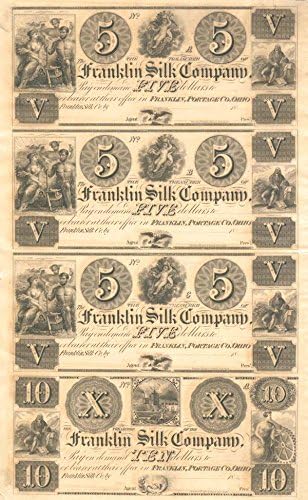 Franklin Silk Co. Neobrezane zastarjele novčanice s poderanim listom