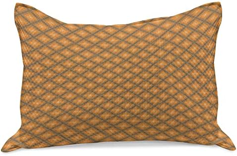 Ambsonne Sažetak Pleteni prekrivač jastuka, moderni kvadrati u retro tonovima rubovi rubovi ritmički geometrijski uzorak,