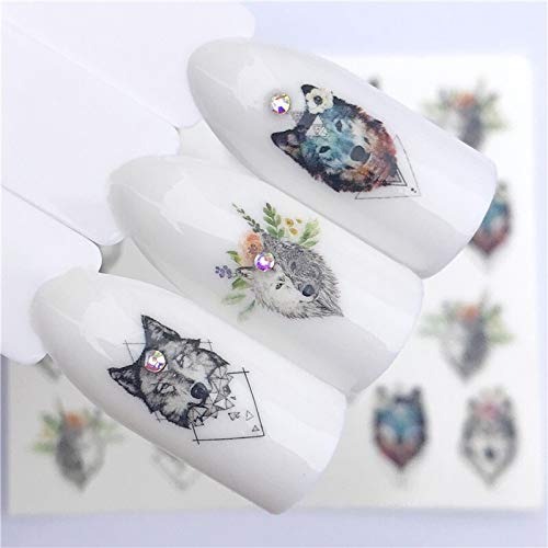 Yinjieshangmao klizač za ukrašavanje noktiju za nokte Art Wolf Dizajn dizajn vode naljepnica manikura lakira Poljska folija