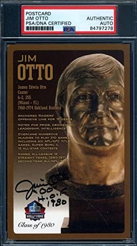 Jim Otto s DNK potpisom iz MIB-a, Brončano poprsje Kuće slavnih, razglednica s autogramom - izrezani potpisi NFL-a