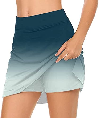 Flowy Pleade Athletic Skorts suknje s kratkim hlačama Žene s visokim strukom golf Skorts 2 u 1 gradijentni trening Culottes