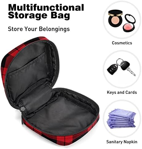 Torba za pohranu higijenskih uložaka, kozmetička torba, torba za tampon, torba za uloške, torba za menstrualnu čašicu, crno-Crveni