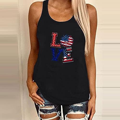 Žene 4. srpnja tenkovske vrhove američke zastave Patriotske majice Novitet grafičke majice Summer Camo Racerback prsluk casual