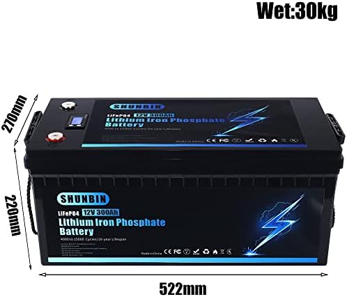 Shunbin LifePO4 300AH 12V litij željezni fosfat baterija ugrađena 200a bms s Coulombmetrom 4000 baterija dubokog ciklusa