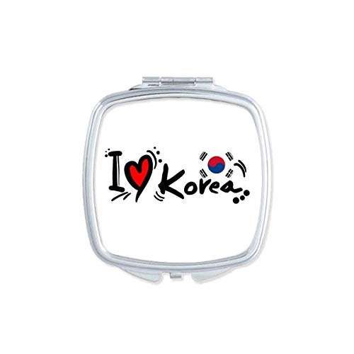 Volim Koreju riječ Zastava Ljubav Srce ilustracija ogledalo prijenosno kompaktno Džepno ogledalo za šminkanje dvostrano staklo