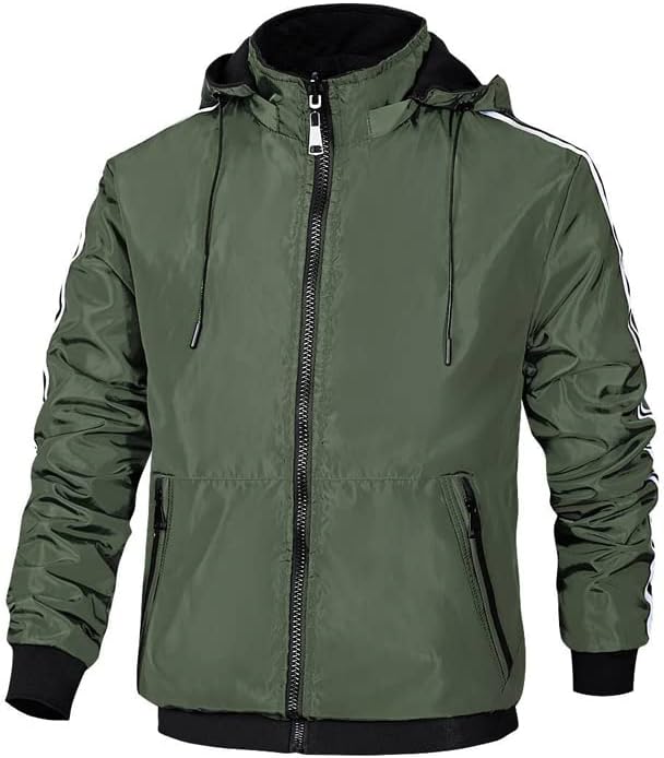 Jinfuhao muške bombarber jakne muški nadmašeni reverzibilni vjetrobranski topli jakni s kapuljačama Slim Fit Business Coats