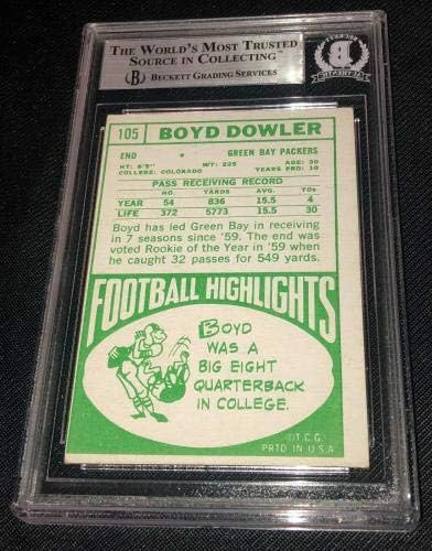 Boyd Dowler potpisao 1968. Topps 105 Green Bay Packers Card Beckett Bas - NFL Autographed nogomet