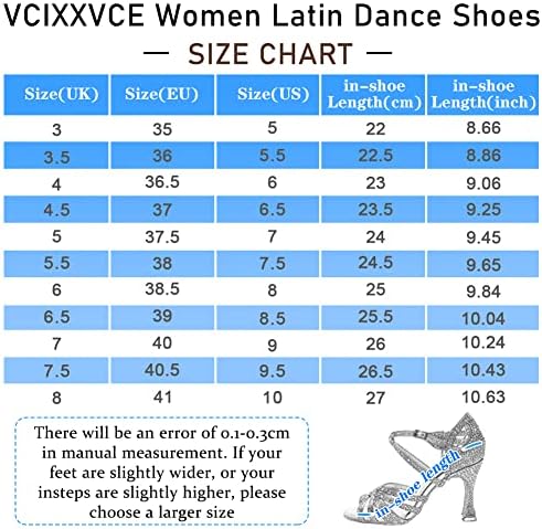 VCIXXVCE ženske latino plesne cipele rhinestone otvoreni nožni prst salsa salsa performans plesne cipele