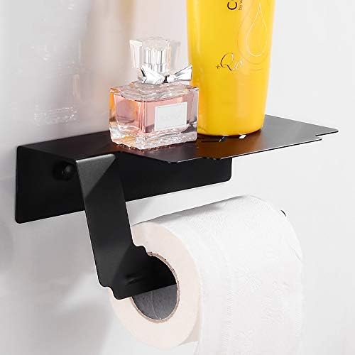 Yuanflq crni držač toaletnog papira s policama kreativna kupaonica rolni držač papira od nehrđajućeg čelika držač papirnatih