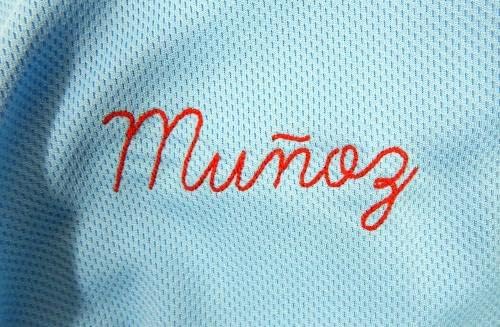 2019 St. Louis Cardinals Yairo Munoz 34 Igra izdana Sign Blue Jersey 150 P 48 3 - Igra korištena MLB dresova