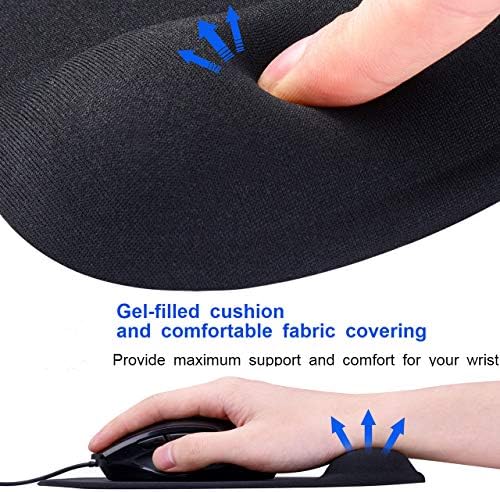 Jikiou 2 pakiranje ergonomskih jastučića miša s udobnim i hladnim gel zglobovima za odmor i krpu od likra, ne klizanja pU