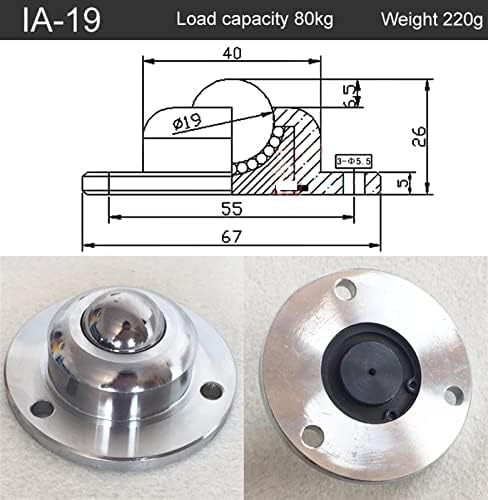 Nesho Heavy Duty IA-19-25-38 Precision Univerzalni kotačići kugličnog ležaja kotača okrugla prirubnica 3 rupe SystemFurniture