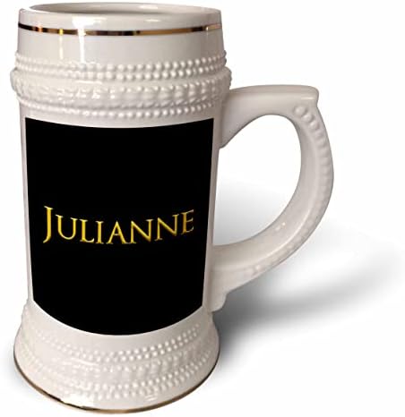 3Drose Julianne Elegant Girl Baby Ime u Americi. Žuta na crnoj boji. - 22oz Stein šalica