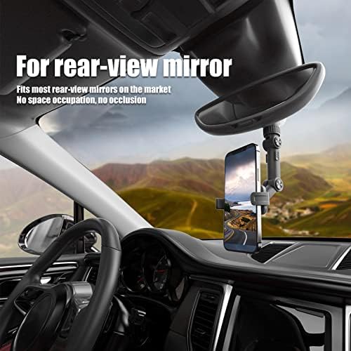 Cueclue Pack-1 držač za automobile, stražnji pogled ogledalo video za snimanje, 360 ° podesivi držač telefona, multifunkcionalni
