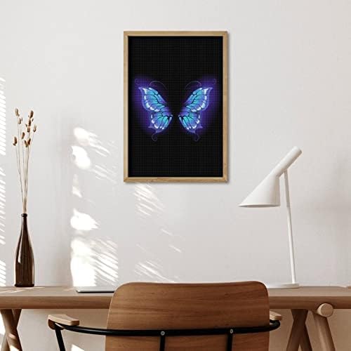 Ljubičasta leptir krila na crnim ukrasnim dijamantskim slikama Smiješeni 5d DIY Full Drill Diamond točkica slika ukras za