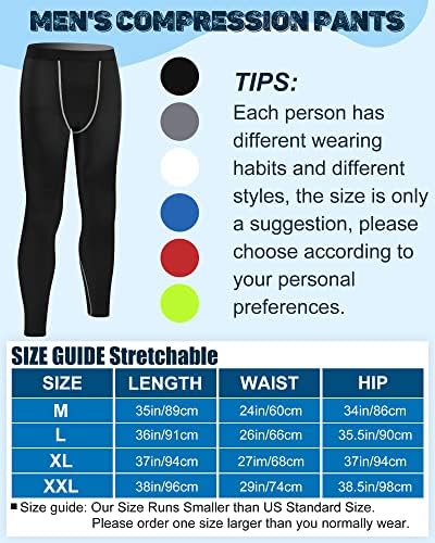 Hicarer 6 pakirajte muške komprimirane hlače za vježbanje hlača atletske kompresije.