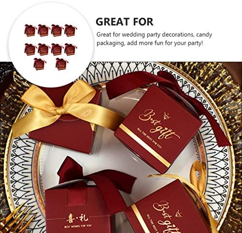 Hemoton 10pc Europska kutija za vjenčane slatkiše s vrpcom Papir Sadašnji slučaj Pakiranje Kontejnera za novogodišnju prazničnu