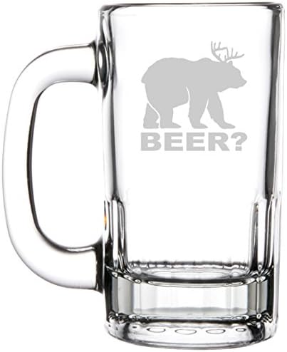 Šalica piva od 12oz Stein Stakle smiješni jeleni + medvjed = pivo