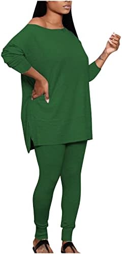 Delarsy vapnene zelene hlače setovi za ženske jesenske ljetne staze joga trčanje s dva komada ravna noga osnovne hlače setovi