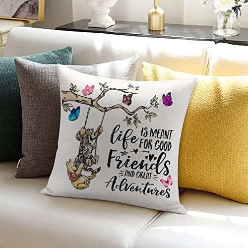 MKONY Winnie Pooh Quotes bacajte naslovnicu jastuka, dobre prijatelje i velike avanture, laneni ukrasni jastuci za kauč za