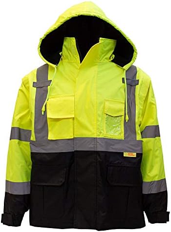 NY HI-VIZ Radna odjeća J8511/J8512 Muška ANSI klasa 3 Visoka vidljivost sigurnosna jakna s patentnim zatvaračem, PVC džep,