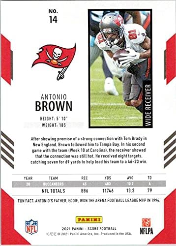 2021 rezultat 14 Antonio Brown Tampa Bay Buccaneers NFL nogometna trgovačka karta