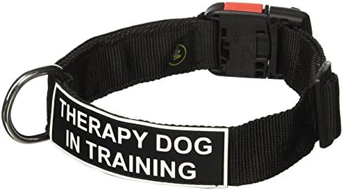 Dean i Tyler Ovratnik za patch, Najlonski ovratnik za pse s terapijskim psom u zakrpama za trening - Crna - Veličina: Srednja