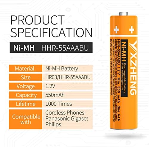 yxzheng aaa baterija 8pcs 1,2V 550Mah punjivi ni-mh hhr-55aaabu kompatibilan s panasonic bežičnim bežičnim telefonom telefonija.