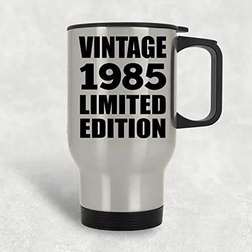 Designsify 38. rođendan Vintage 1985 Ograničeno izdanje, Silver Putni šalica 14oz izolirani od nehrđajućeg čelika, pokloni