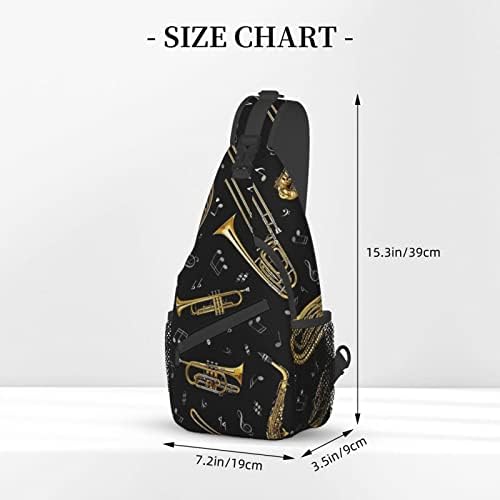 Yuxixi Sling Rockpack putopis planinarska torba glazba saksofona crtani uzorak konop crossbody ramena torba