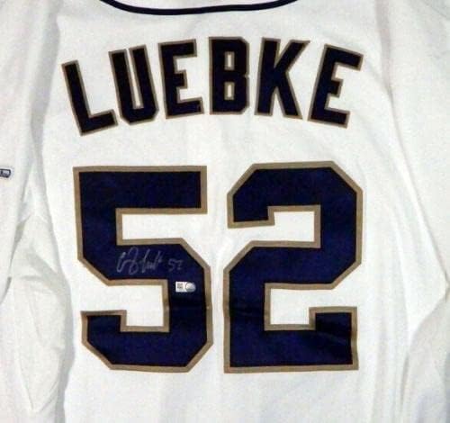 2014. San Diego Padres Cory Luebke 52 Igra korištena potpisana bijelog Jerseyja SDP0934 - Igra korištena MLB dresova