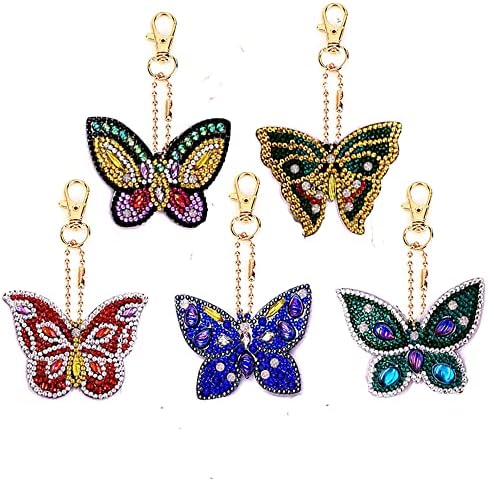 5 pakiranja leptira dijamantni slikati ključevi DIY dijamantni setovi za slikanje za djecu za odrasle početnike dijamantni