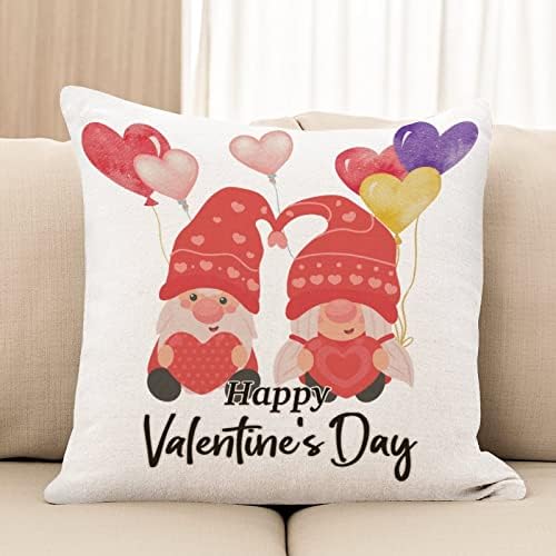Krilato jastuk za jastuk za bacanje s valentinom sretni dan za Valentinovo gnome jastuci gnomi s ružičastim love balonom
