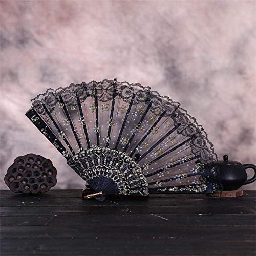 _ Sklopivi ventilator u ruci cvjetni ventilatori Vintage vez ples u kineskom stilu svadbena zabava Ručni ventilatori čipkasti