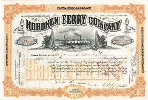 Hoboken Ferry Co., potpisao Emanuel Lehman-Burzovni certifikat
