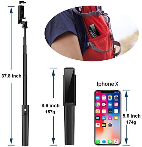 Befame Selfie Stick Statid, proširivi stapod Bluetooth Selfie Sticke s odvojivim bežičnim daljinskim upravljačem za iPhone