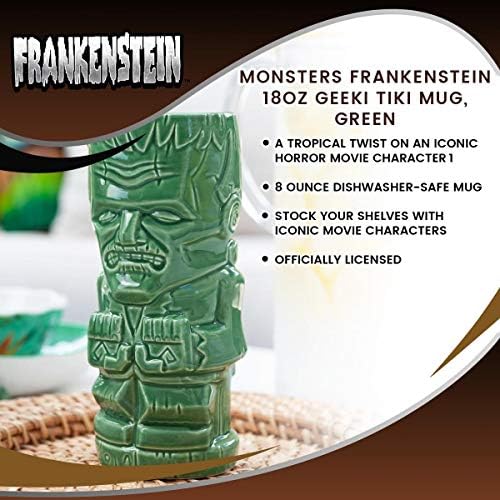Geeki Tikis 18 unca keramička šalica | Frankenstein Monster Boris Karloff | Zelena