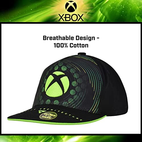 Koncept One Microsoft Xbox Baseball Hat, Sjaj u tamnom klizaču za odrasle, kaputa s ravnim rubom, zeleno/crna, jedna veličina