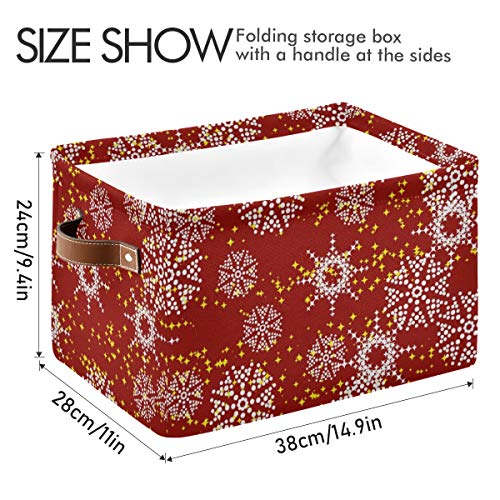 Pravokutna kutija za pohranu zima s različitim pahuljicama platnena tkanina s ručkama - kutija za igračke / spremište za