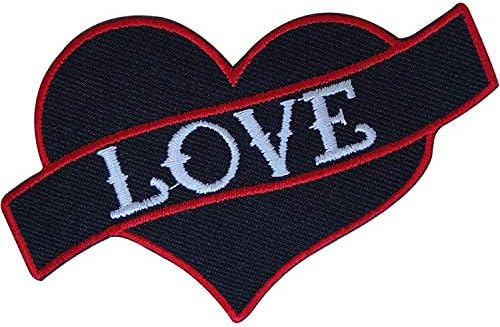Vezena crno crvena ljubavna srca tettoo patch značka Iron šiva na košulja