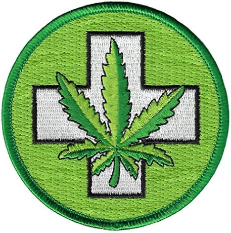 Medicinska marihuana za patch za patch ljekovit kanabis zeleni križ list list vezeni amblem