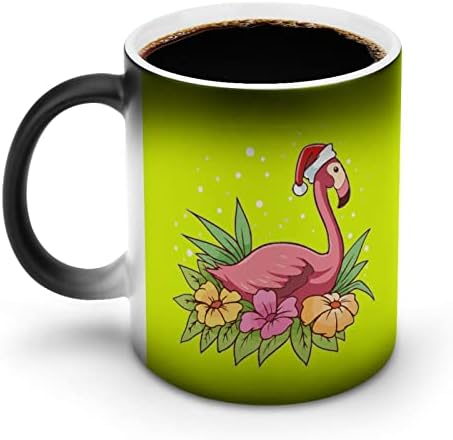 Smiješni Flamingo šešir Djeda Mraza šalica za promjenu temperature čarobna čaša za kavu keramička šalica za čaj personalizirani