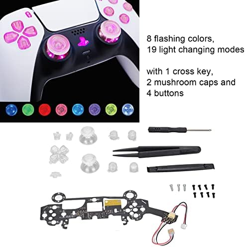 Multi boje luminirani d pad thumbsticks gumbi za lice LED komplet za PS5 kontroler, 8 boja 19 načina DIY Klasični komplet