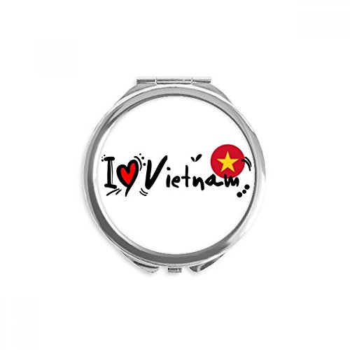 Volim Vijetnam riječ Zastava Ljubav ilustracija srca ručno kompaktno ogledalo okruglo prijenosno Džepno staklo
