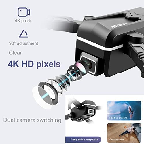 4K HD zračna fotografija Dvostruka drona kamere, mini drone 3 punjive baterije za djecu i početnike, preklopite igračka zrakoplova
